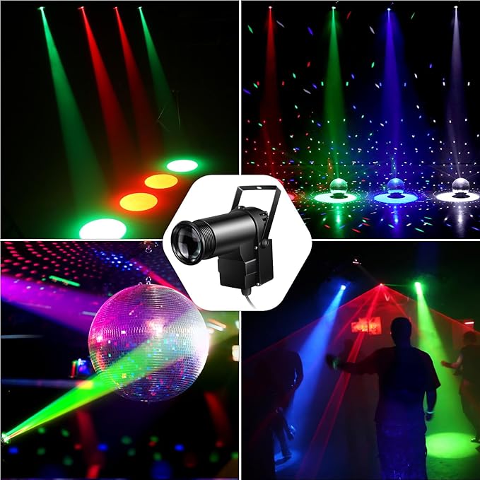 Pinspot Light 15W DMX, Czgor RGBW Disco Ball Lights - Image 6