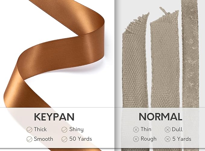 Brown Satin Ribbon 1-1/2 Inch 50 Yards Double-Faced Polyester Ribbons - Image 4