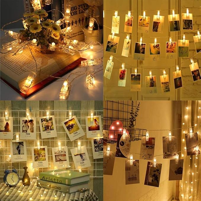 Dopheuor LED Photo Clip Copper String Lights Starry Fairy Warm White Lights - Image 4