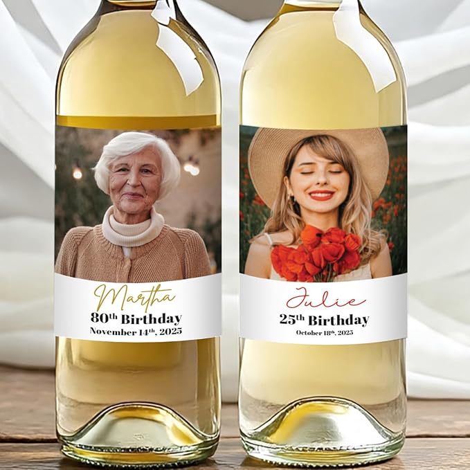 Personalized Wine Bottle Label Photo label Custom Sticker 50th Birthday 60/70th - Image 3