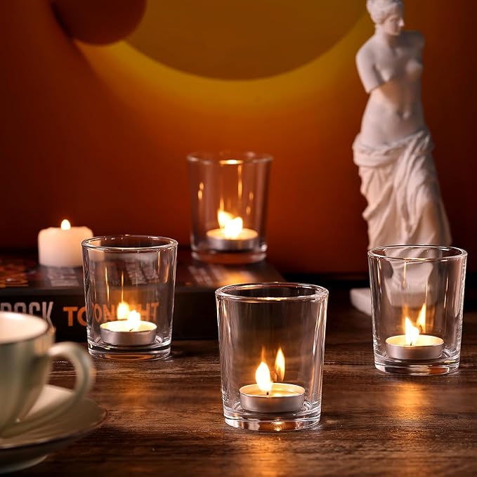 DARJEN 60Pcs Votive Candle Holders- Clear Tea Lights Candle Holder, Glass - Image 5