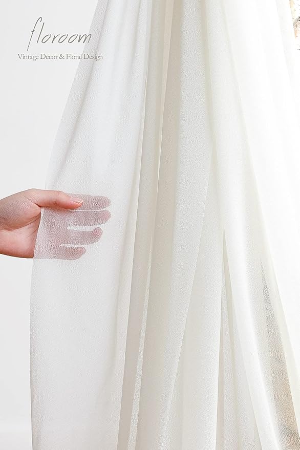 Floroom Wedding Arch Draping Fabric 2 Panels 20Ft Ivory Chiffon Fabric Drapes - Image 5