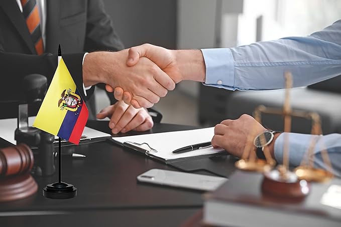 Ecuador Ecuadorian Deluxe Desk Flag Set Small Mini Miniature Ecuador Ecuadorian - Image 5