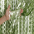 4 Pack Sage Green Wavy Metallic Tinsel Foil Fringe Curtains 3.3x6.6 Feet by CYLMFC