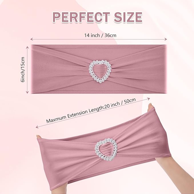 Howhic Pack of 120 Spandex Chair Sashes Bows Stretch Chair Cover Band - Image 2