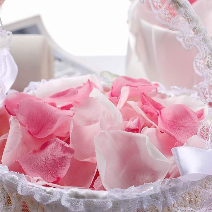 180 PCS Real Pink White Rose Flower Petals Confetti - Image 7