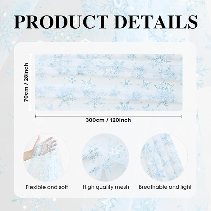 Artoid Mode Blue Snowflakes Merry Christmas Gauze Table Runner 120 Inch 10FT - Image 7