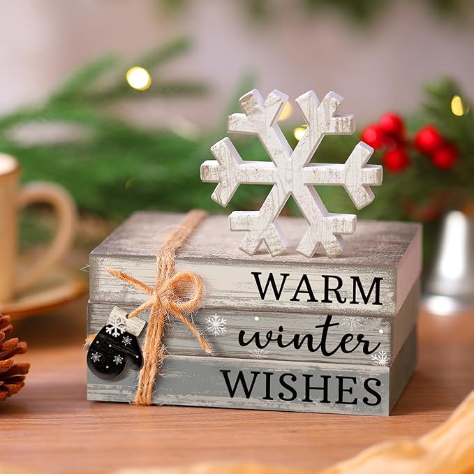4 Pcs Winter Christmas Decor Winter Table Decorations Christmas Tiered Tray - Image 2