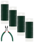 PLULON 4 Pack 122 Yards 22 Gauge Green Floral Wire by PLULON