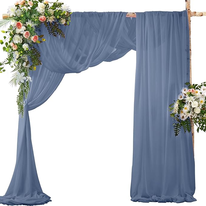SiinvdaBZX 2 Panels Wedding Arch Draping Fabric 30" x 20Ft Dusty Blue Sheer by SiinvdaBZX