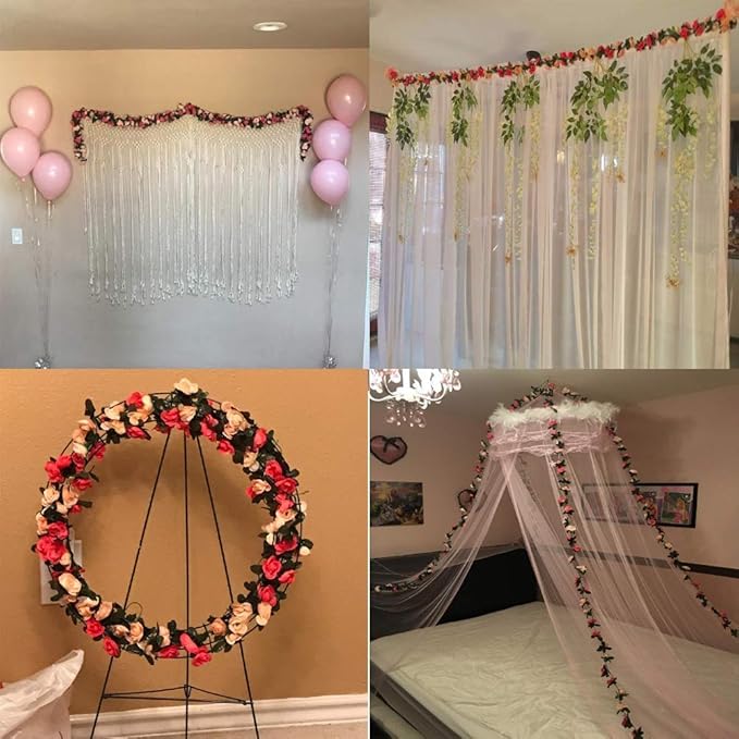 Miracliy 5Pcs 41FT Flower Garland Artificial Rose Arch Vines Fake Spring Floral - Image 6