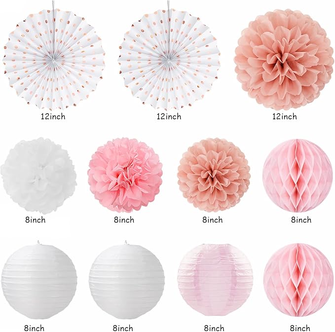Pink White Rose-Gold Birthday Party-Decorations - Image 2