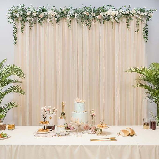 10x10 Champagne Tulle Backdrop Curtains - Image 9