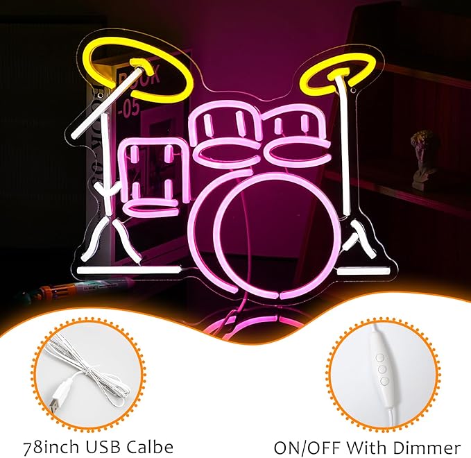 Drum Kit Neon Sign Dimmable Multicolored Led Neon Light - Image 3