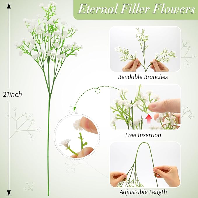 Babys Breath Artificial Flowers, Real Touch Babys Breath Flowers Artificial Bulk - Image 2