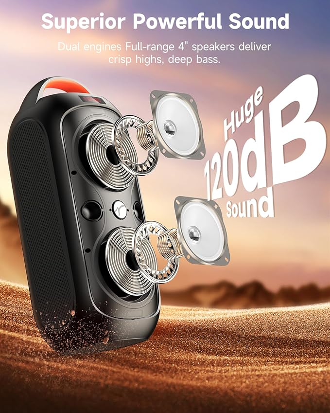 Bluetooth Speakers Wireless- 40W 120dB Loud Sound, 8 LED Lights, 6-8 Hours - Image 2