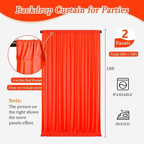 10 x 10 Feet Orange A Backdrop Curtain - Image 2