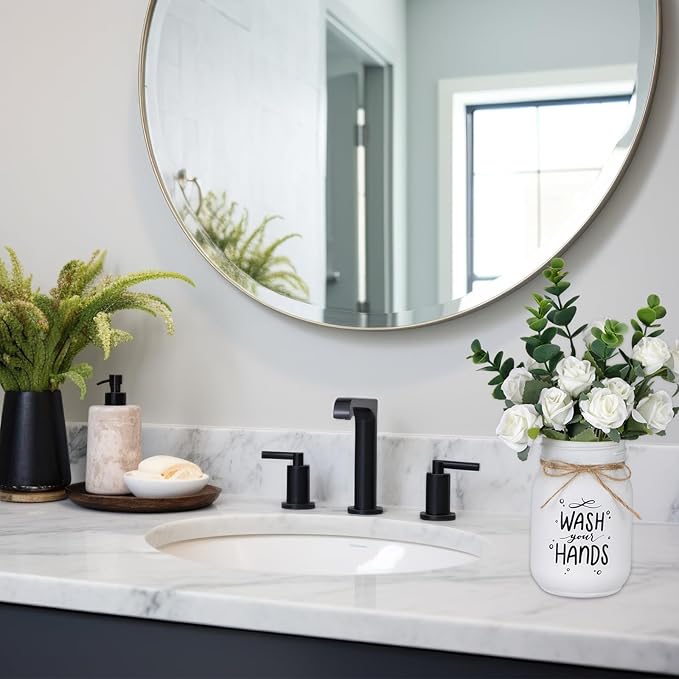 XunYee Farmhouse Bathroom Decor Wash Your Hands Sign Mason Jar - Image 6