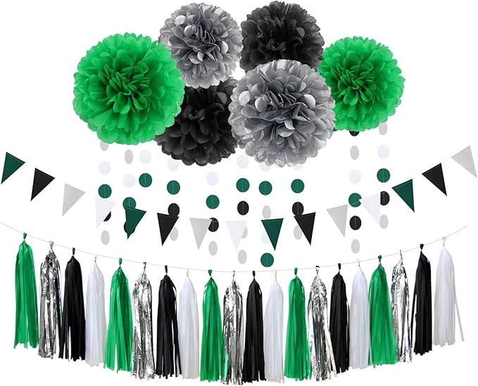 Black Green Silver Football Party-Decorations by LastingSurprise