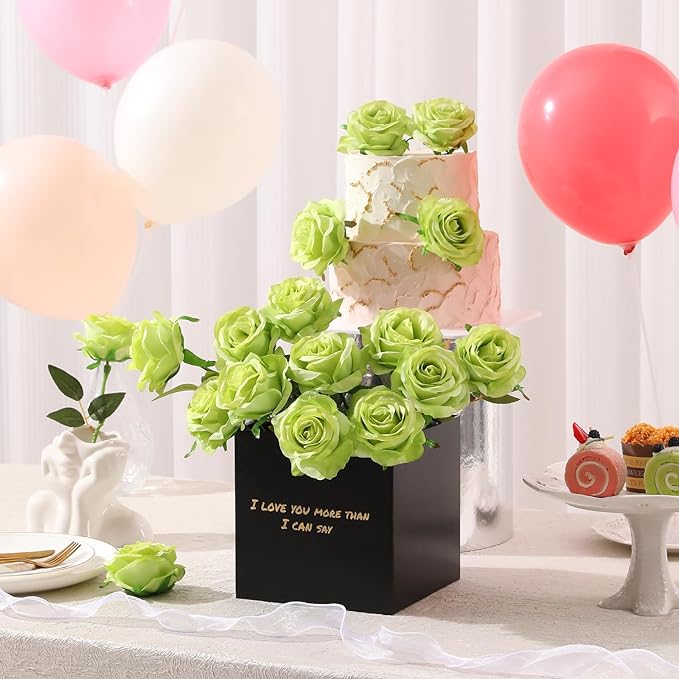 Tifuly Green Roses Artificial Flowers -12Pcs Realistic Single Long Stem Fake - Image 5