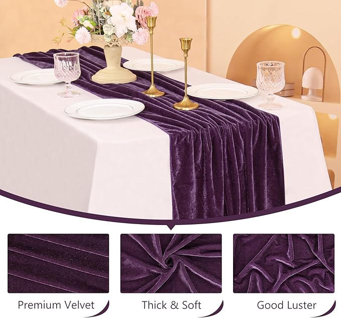 Velvet Table Runner 20 x 120 Inches 10ft Luxurious Thick Soft Velvet Christmas - Image 3
