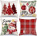 GEEORY Winter Christmas Throw Pillow Covers 18 x 18 Inch Set of 4, Xmas Trees by GEEORY