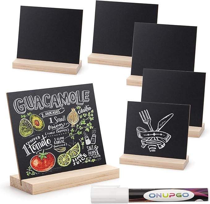 ONUPGO Chalkboard Signs with Wood Base Stands, 10X12cm Vintage Wooden Tabletop - Image 2