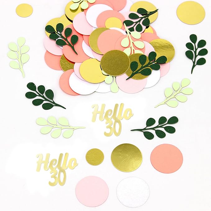 300PC 30TH Birthday Confetti for Table Pink and Sage Green Happy 30TH Birthday - Image 6