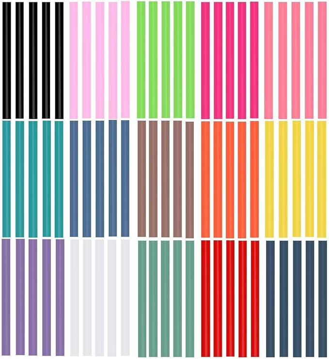 Colored Hot Glue Sticks for Hot Glue Gun 15 Colors 75 Pcs 7* 100mm Full Size by Ewparts