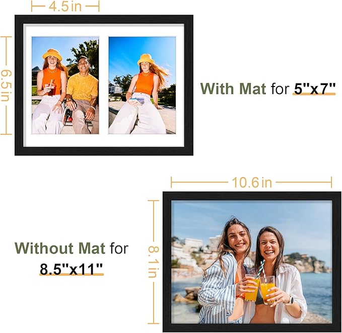 Vittanly 8.5x11 Collage Picture Frame, Displays 2Pcs 5x7 Pictures - Image 5