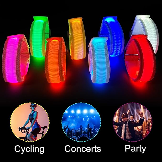 M.best 8pcs LED Light Up Bracelets Glow Flashing Wristbands Glow in The Dark - Image 2
