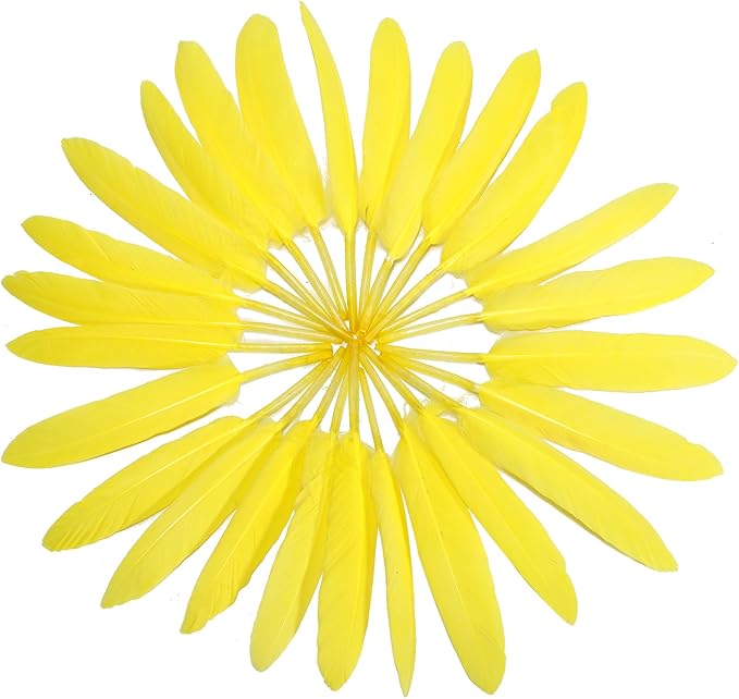 FeelfunFeather 120pcs Yellow Goose Cochettes Feather Natural Bulk 4-6 inch - Image 3