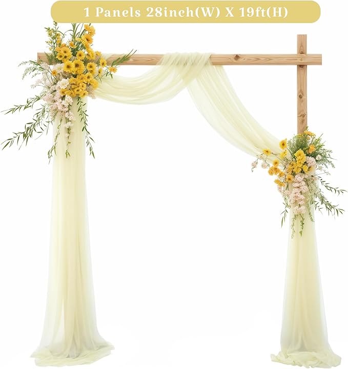 1 Panels Wedding Arch Draping Fabric Ivory Sheer Backdrop Curtain Arch Drape - Image 5