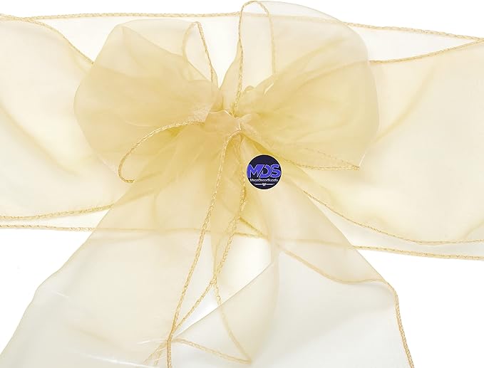 MDS Pack of 125 PCS Organza Chair Sashes Wider Dining Chair Bows Ribbon Tie Back - Image 4