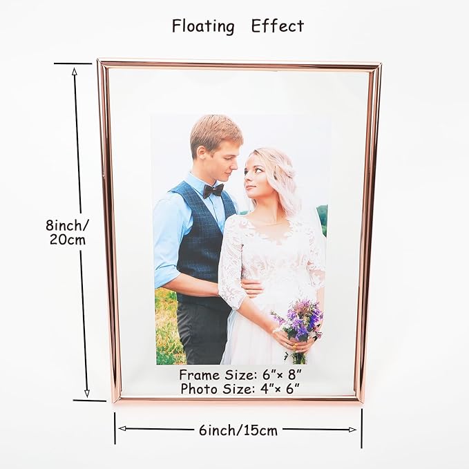6"x8" Rose Gold Heart Floating Frame, - Image 2