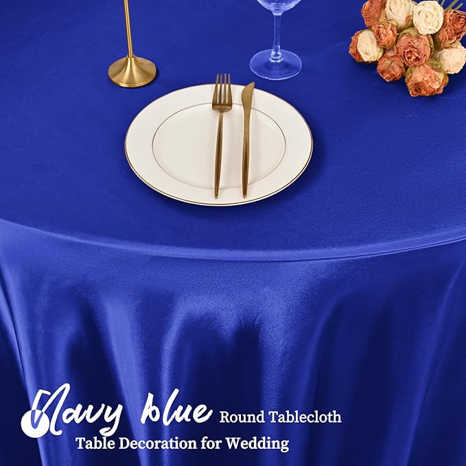 fani 6 Pack 120 Inch Royal Blue Satin Tablecloth - Image 6