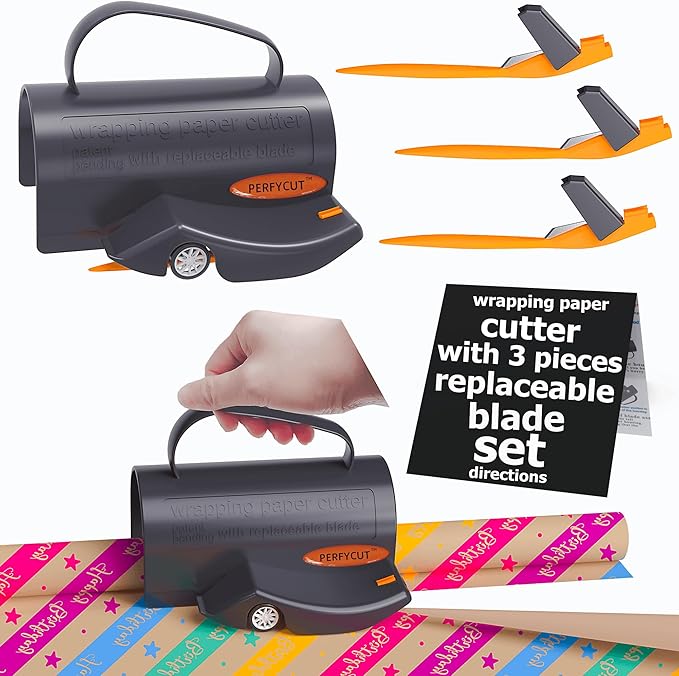 Wrapping Paper Cutter with 3 Replaceable Blade Sets by PERFYCUT