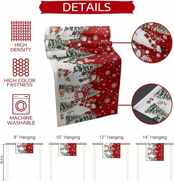 Christmas Snowman Cotton Linen Table Runner - Image 8