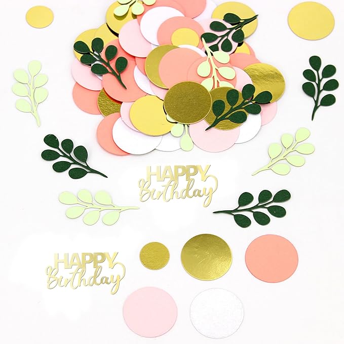 300PC Pink and Sage Green Happy Birthday Confetti - Image 6