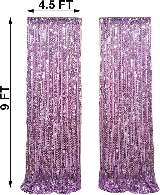 9x9FT Big Sequin Purple Backdrop Curtains, Sequin Photo Backdrop Payette - Image 3