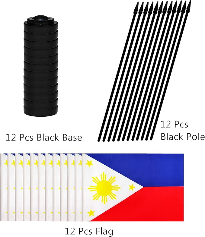 12 Pack Philippine Desk Flags Set, Philippine Small Mini Table Office Flags - Image 3