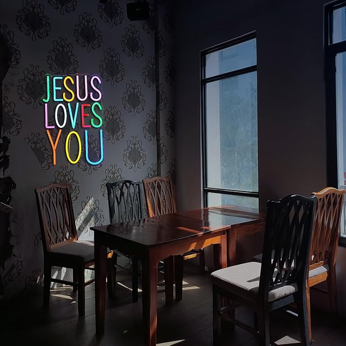 Jesus Loves You Neon sign Colorful Led Letters Sign Neon Light - Image 6