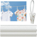 60 Pack Clothes Pins with Plastic Rope, Windproof Plastic Clothespins by Unknown