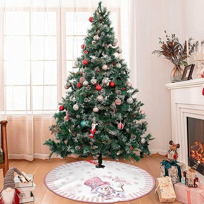 Let It Snow Snowman Christmas Tree Skirt 36 Inches, Winter Xmas Tree Mat - Image 6