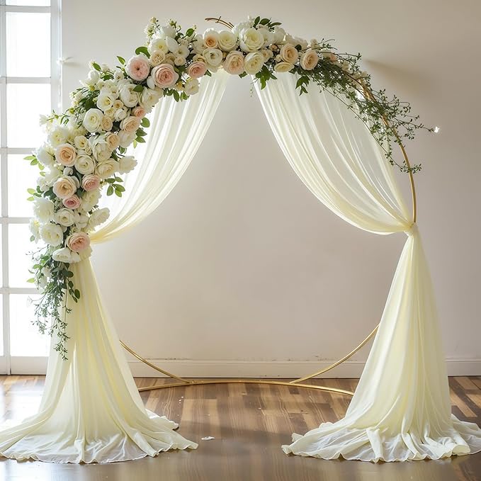 Wedding Arch Draping Fabric, 2 Panels 6 Yards Ivory Sheer Backdrop Curtain - Image 8