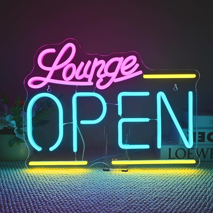 Lounge Open Neon Signs, Bright Led Light, by Wanxing