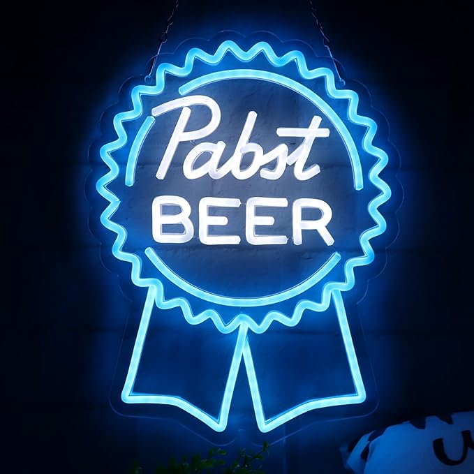 Pabst Beer Neon Signs for Wall Decor，LED Neon Lights Suitable for Man Cave Bar by AHlove