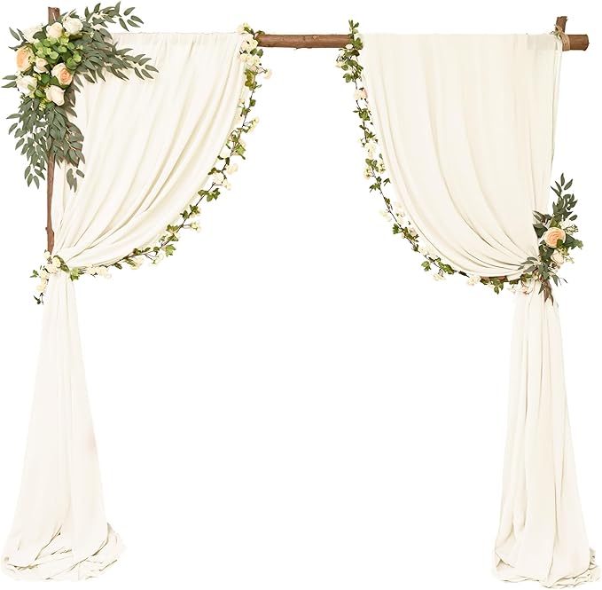 6 Panels Ivory Wedding Arch Drapery 28" x 20Ft Wedding Arch Draping Fabric - Image 8