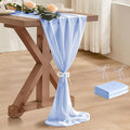 2 Pack 10 Ft Chiffon Table Runner Light Blue Gauze Long Table Runners 27x120 by BEELIFY