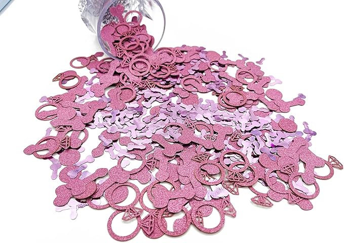 801 Pcs Rose Pink Glitter Cute Sprinkle Confetti Party Decoration by Comemela